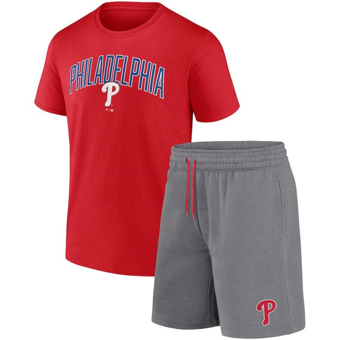 Men's Philadelphia Phillies Red/Heather Gray Arch T-Shirt & Shorts Combo Set